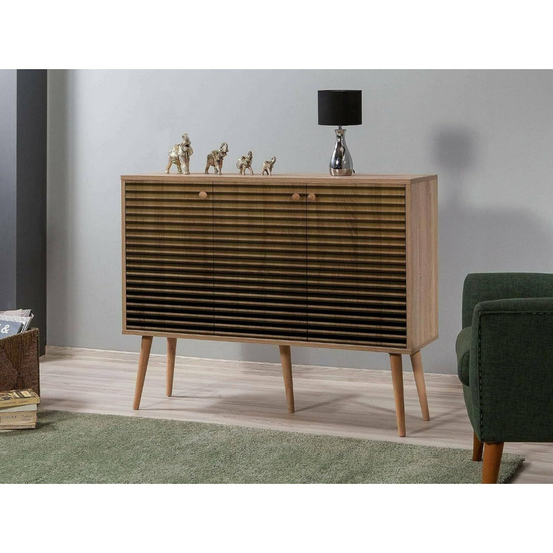 Leger, buffet gris en bois multifonctionnel