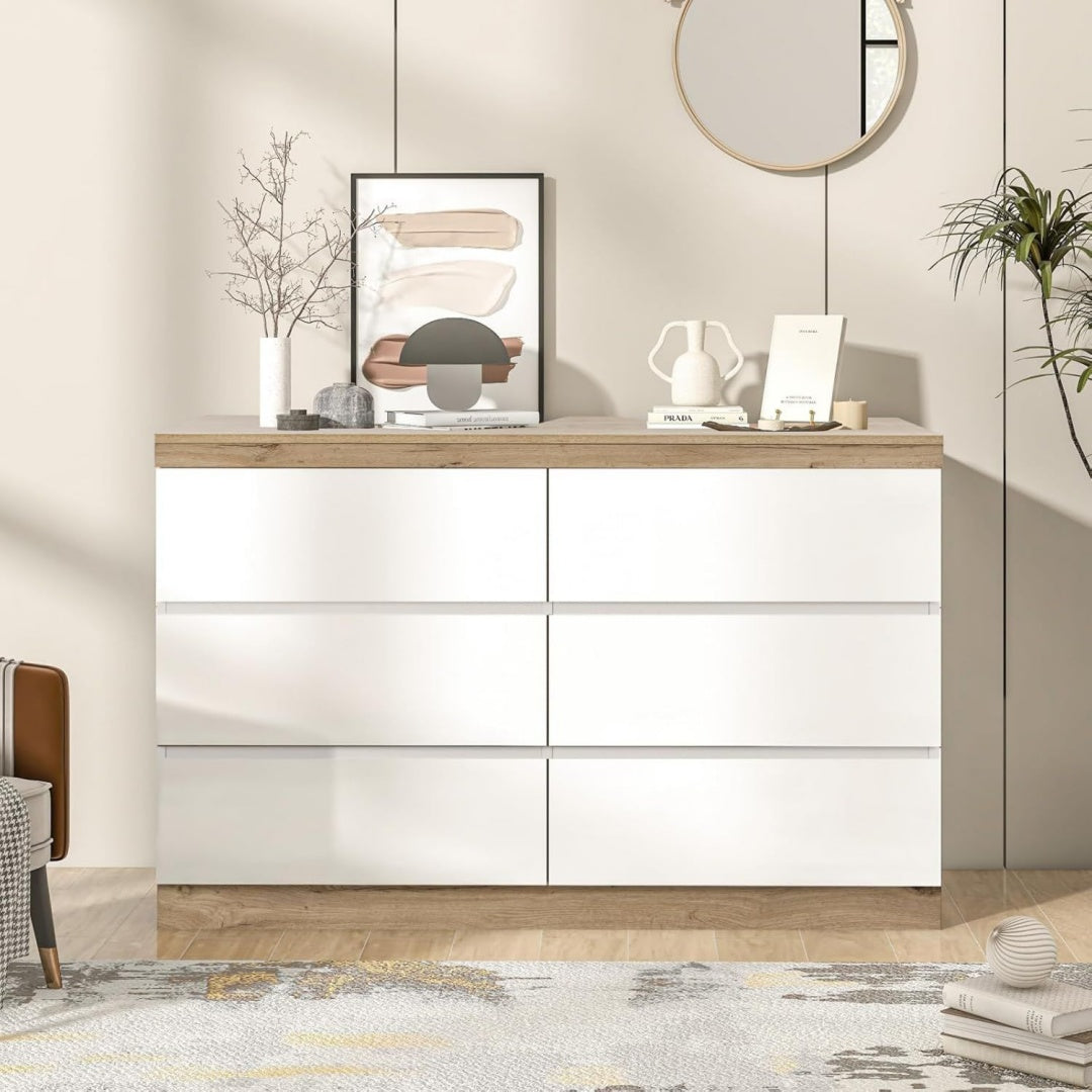 Commode en chene, gris clair, contemporain et rangement pratique