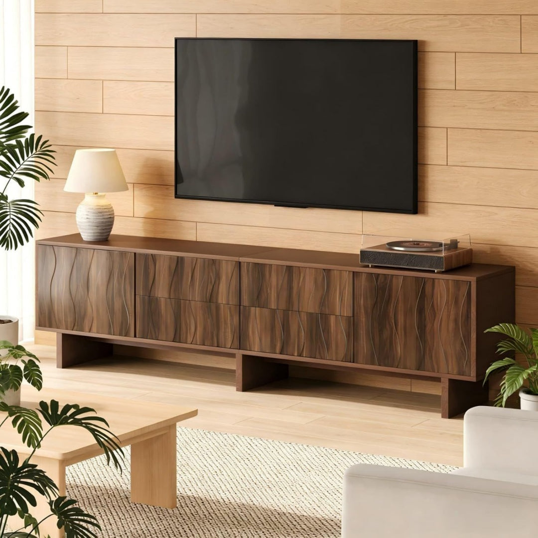 160 x 35 x 42.5 cm meuble TV marron avec 2 tiroirs