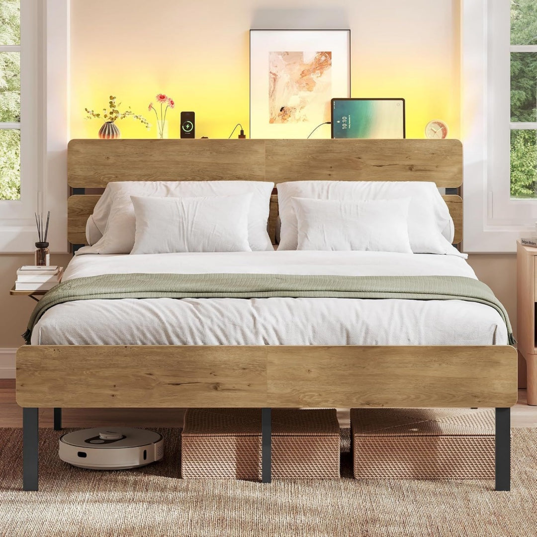 Base de lit finition plastique marron touche moderne