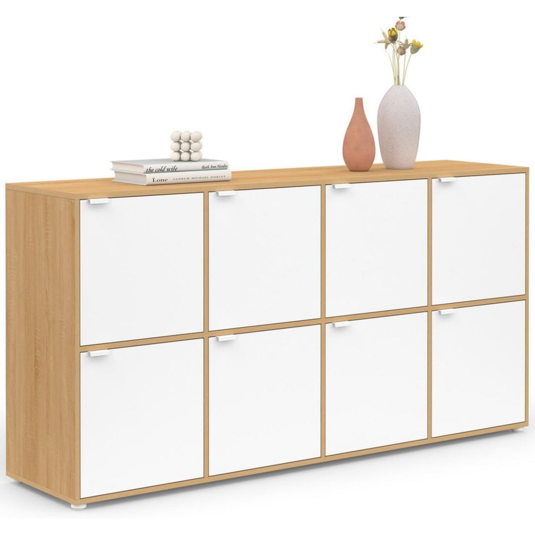 Buffet beige charge renforcee a 8 portes bois ingenierie