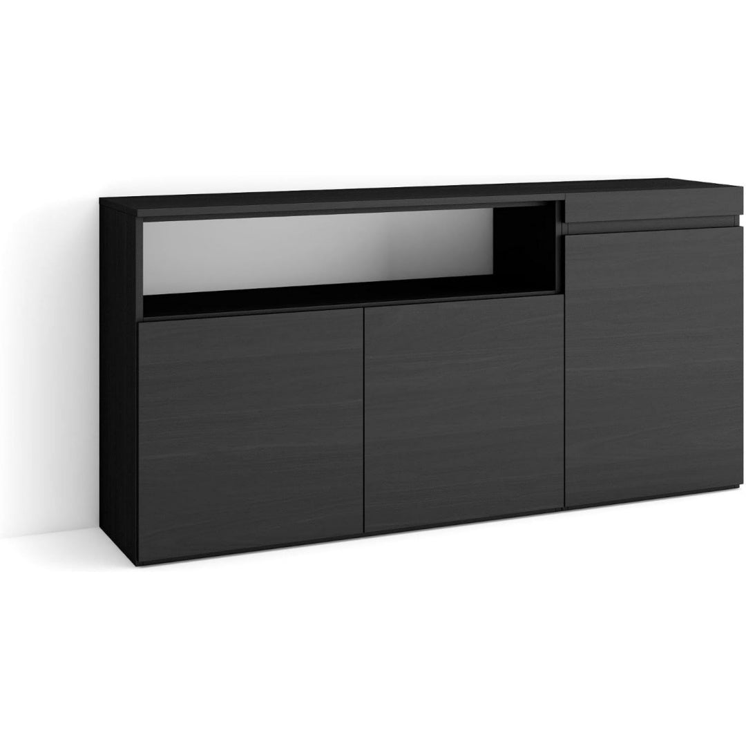 Meuble buffet gris fonce, trois portes