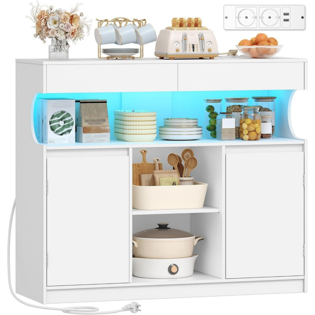 Credence design moderne gris clair 6 etageres, bois ingenierie durable