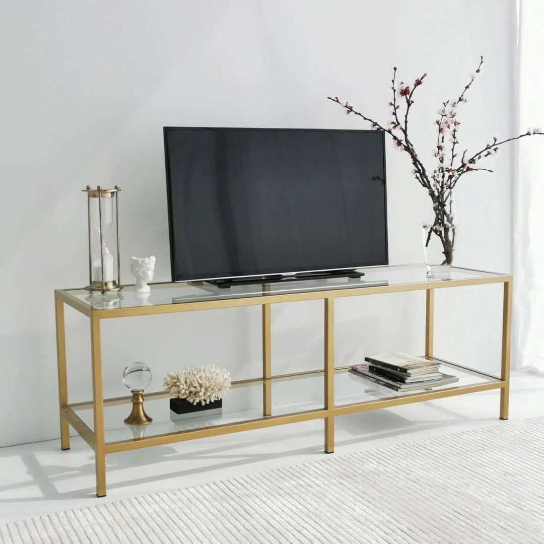 Meuble TV gris clair, contemporain, ideal pour interieur