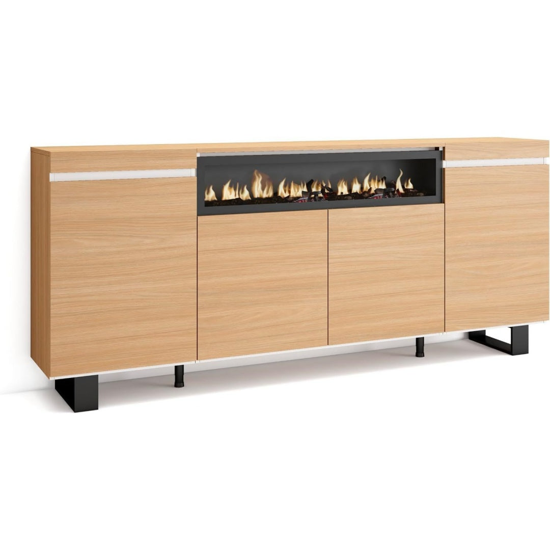 Structure en bois, vaisselier marron 4 portes