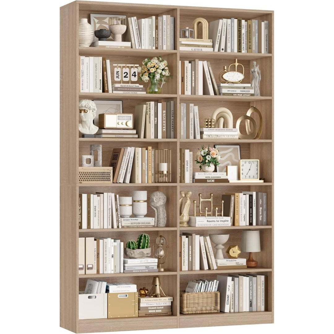 Bibliotheque d'appoint marron rembourre en tissu 116 x 28.5 x 212.5 cm