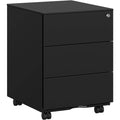 Noir meuble classeur en metal, 3 tiroirs