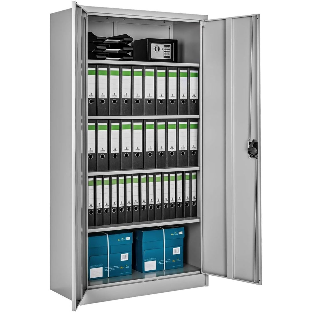 Placard gris 2 portes, style industriel 80 x 40 x 180 cm