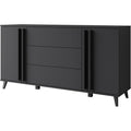 Revetement brillant, commode gris fonce en bois