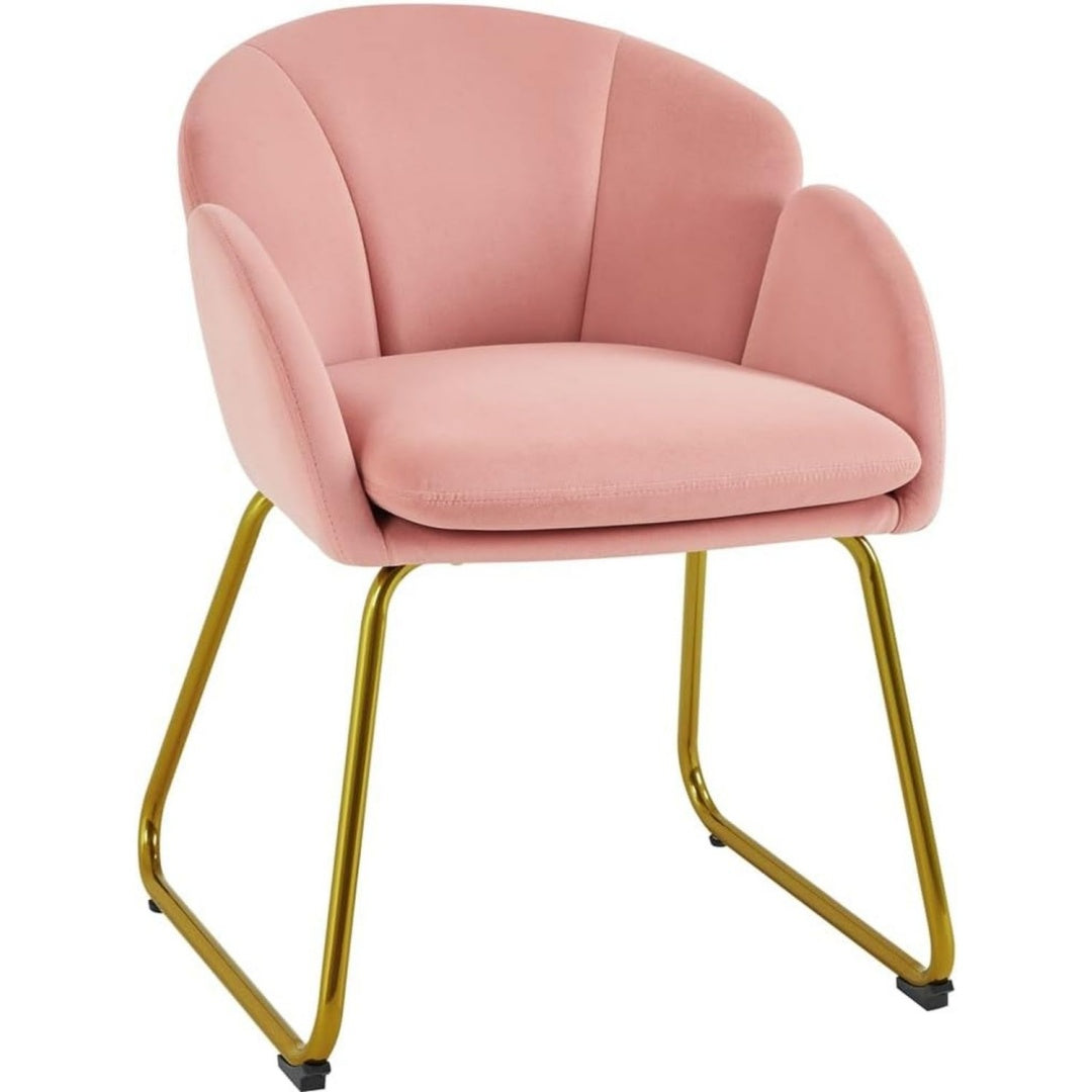 Contemporain fauteuil rose en acier avec coussin rembourre