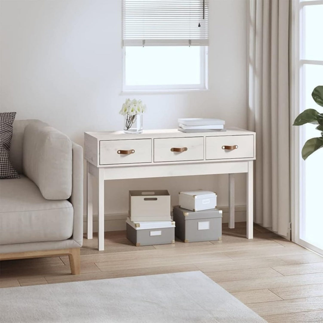 Table esprit rustique 3 tiroirs gris