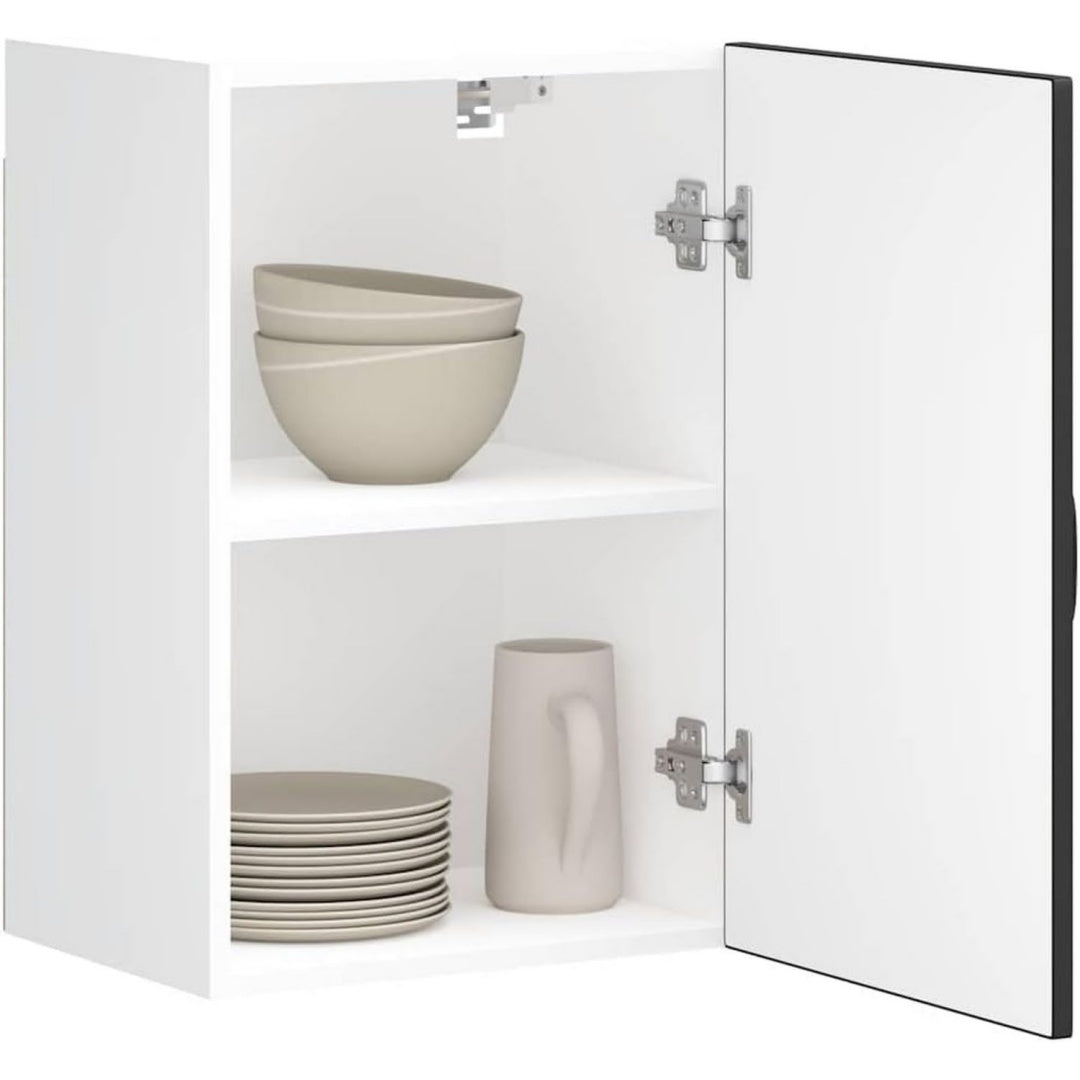 Armoire colonne de rangement teinte gris clair, en hevea, capacite optimale