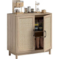 Credence creme 76 cm, a 2 portes aspect naturel en bois ingenierie