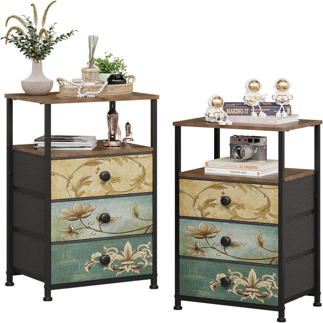 Commode gris fonce finition bois 30 x 40 x 60 cm