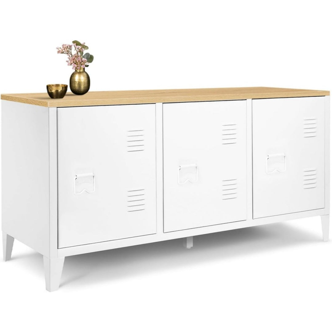 Sideboard gris clair, 3 portes 1 etagere