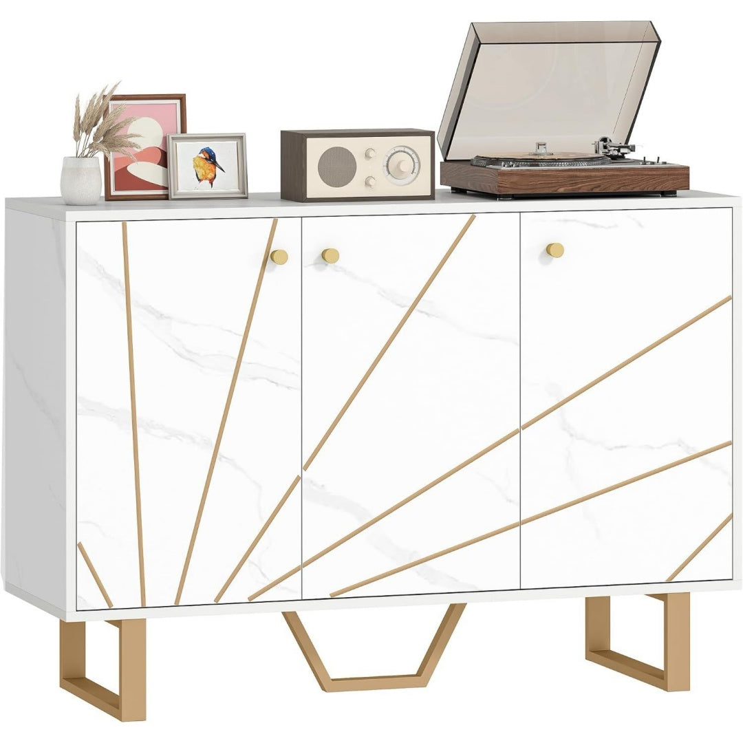 Credence gris clair 107 cm, de rangement malin