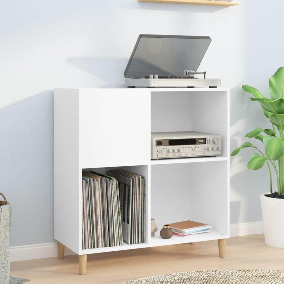 Organisation, tourne-disque gris clair en bois