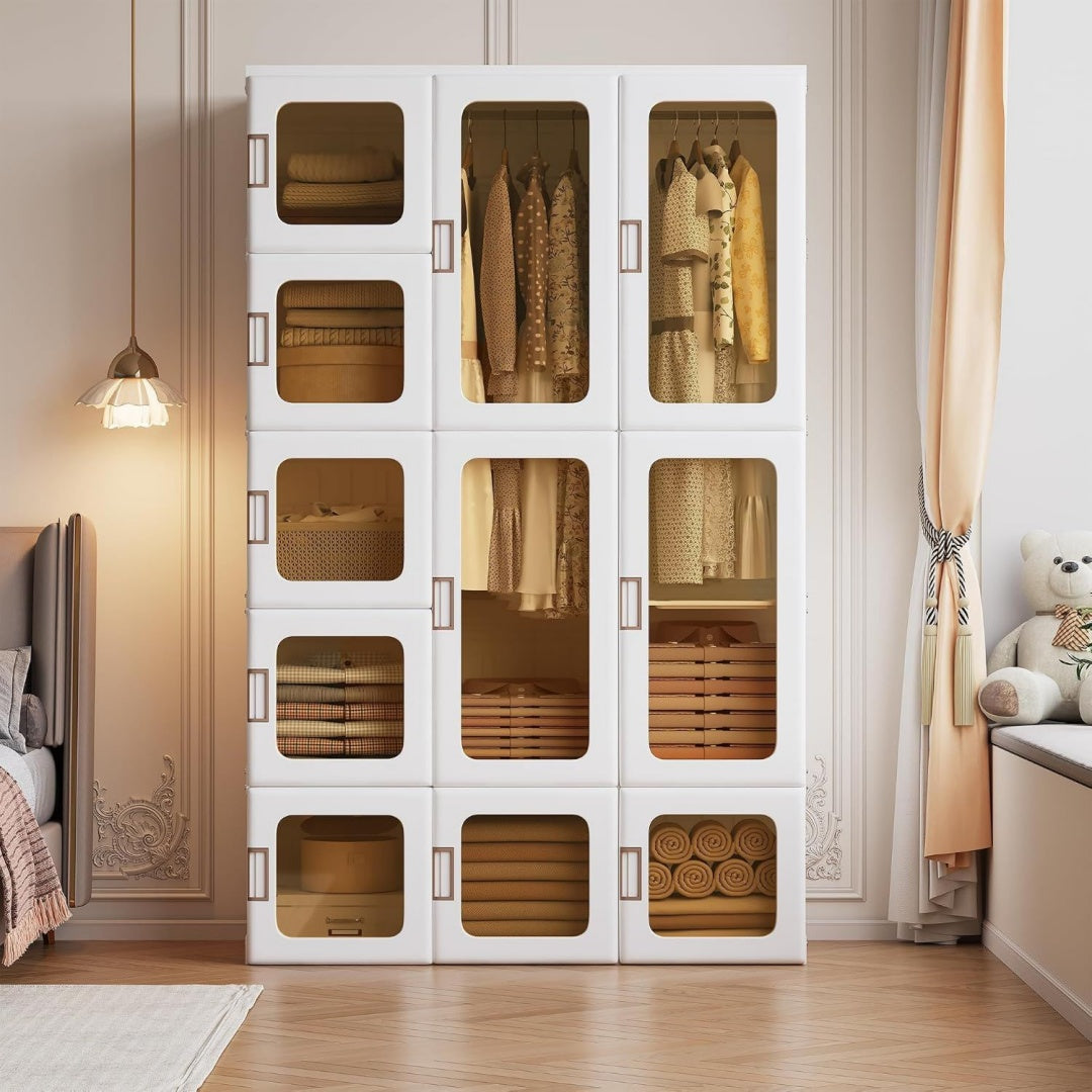 En tissu, garde-robe gris clair style moderne