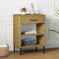 Buffet 1 tiroir beige en bois massif pour le salon
